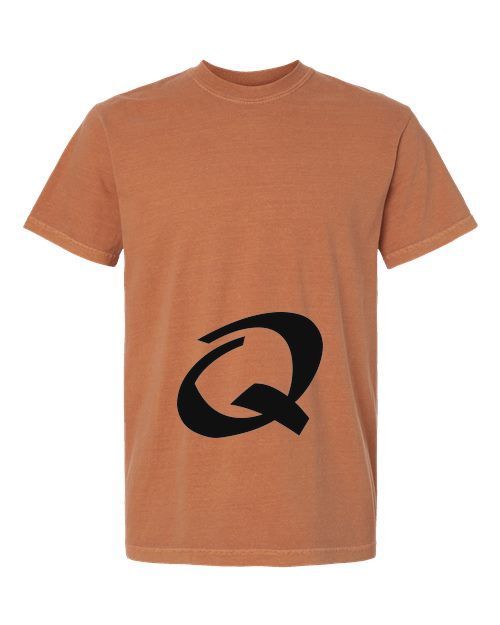 Alphabet Q T-Shirt 9 inch calligraphy Black ink, Yam