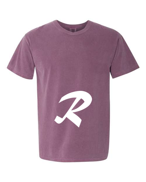 Alphabet R T-Shirt 9 inch calligraphy White ink, Berry