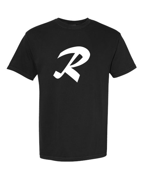 Alphabet R T-Shirt 9 inch calligraphy White ink, Black