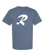 Alphabet R T-Shirt 9 inch calligraphy White ink, Blue Jean