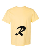 Alphabet R T-Shirt 9 inch calligraphy Black ink, Butter