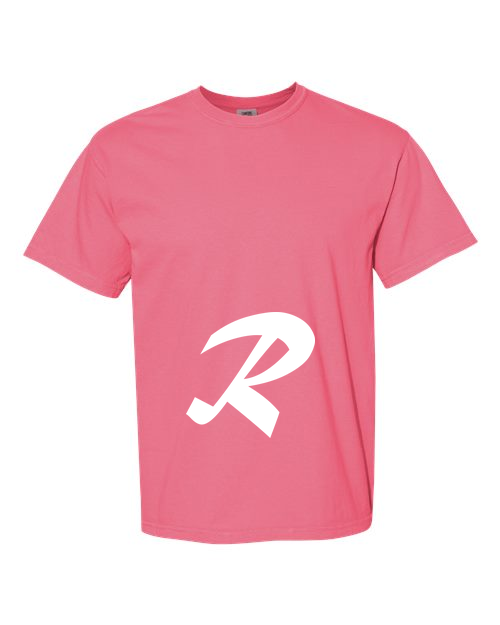 Alphabet R T-Shirt 9 inch calligraphy White ink, Crunchberry