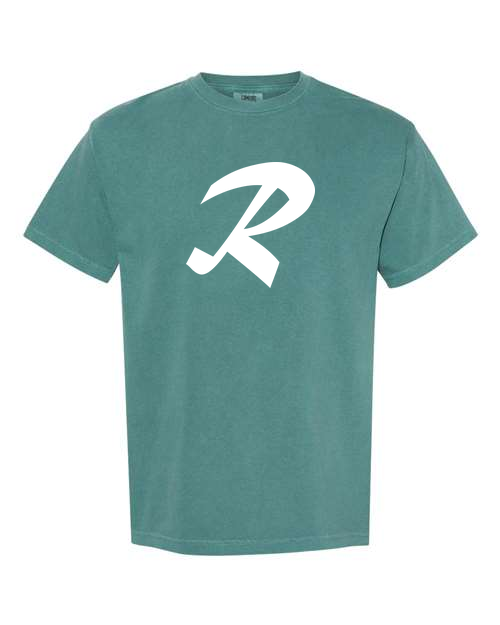 Alphabet R T-Shirt 9 inch calligraphy White ink, Emerald