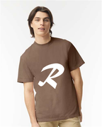 Alphabet R T-Shirt 9 inch calligraphy White ink, Espresso