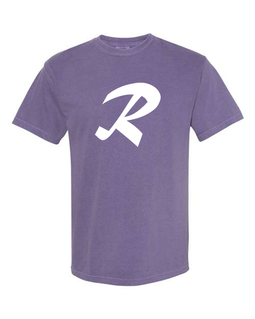 Alphabet R T-Shirt 9 inch calligraphy White ink, Grape