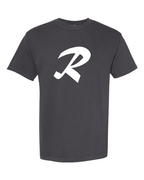 Alphabet R T-Shirt 9 inch calligraphy White ink, Graphite