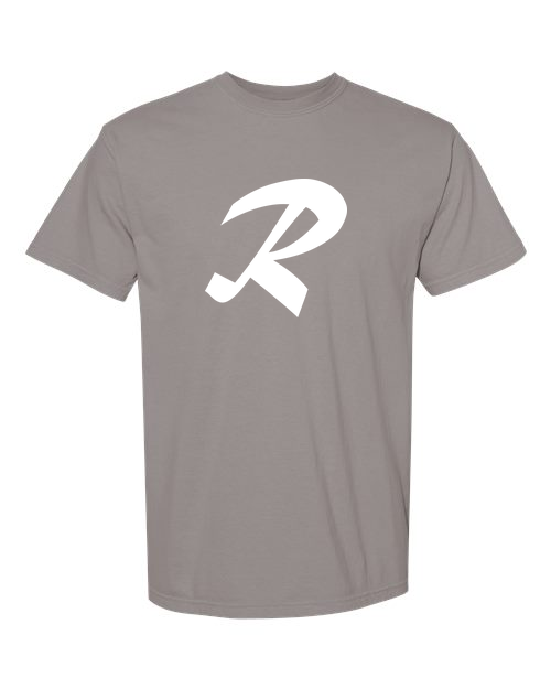 Alphabet R T-Shirt 9 inch calligraphy White ink, Grey