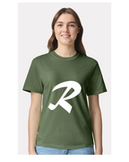 Alphabet R T-Shirt 9 inch calligraphy White ink, Hemp