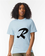 Alphabet R T-Shirt 9 inch calligraphy Black ink, Hydrangea