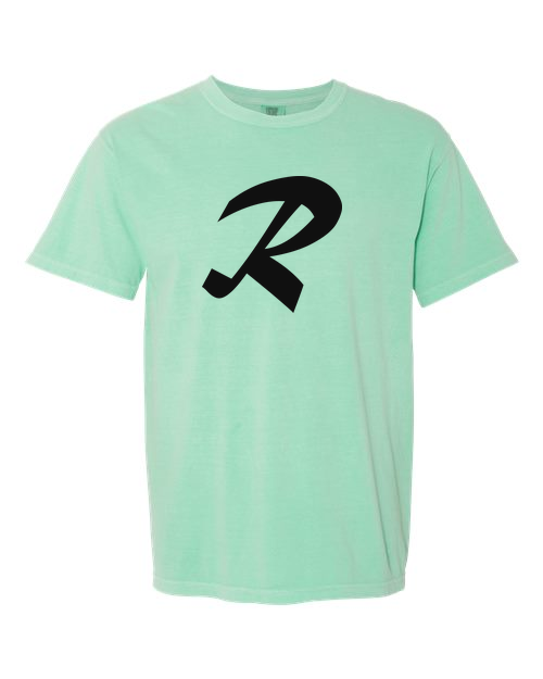 Alphabet R T-Shirt 9 inch calligraphy Black ink, Island Reef