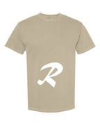 Alphabet R T-Shirt 9 inch calligraphy White ink, Khaki