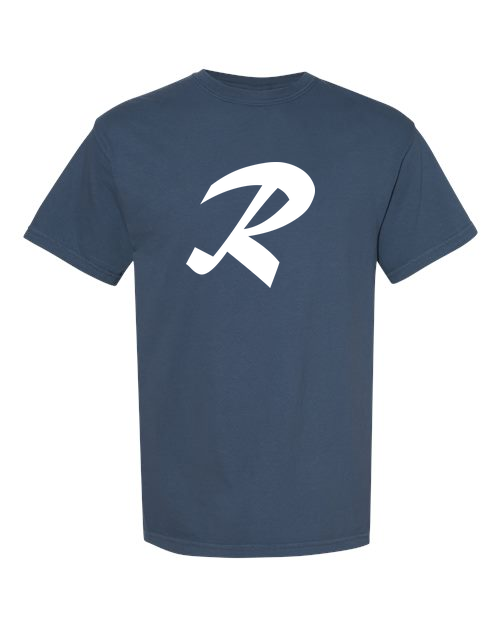 Alphabet R T-Shirt 9 inch calligraphy White ink, Midnight