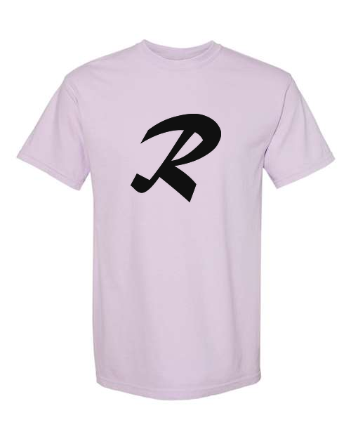Alphabet R T-Shirt 9 inch calligraphy Black ink, Orchid