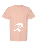 Alphabet R T-Shirt 9 inch calligraphy White ink, Peachy