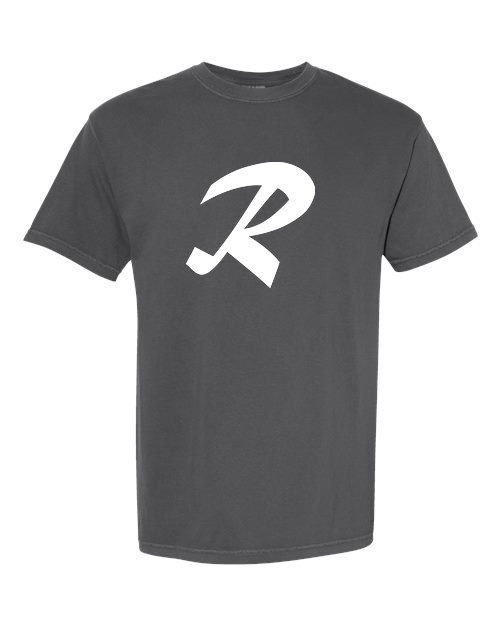 Alphabet R T-Shirt 9 inch calligraphy White ink, Pepper