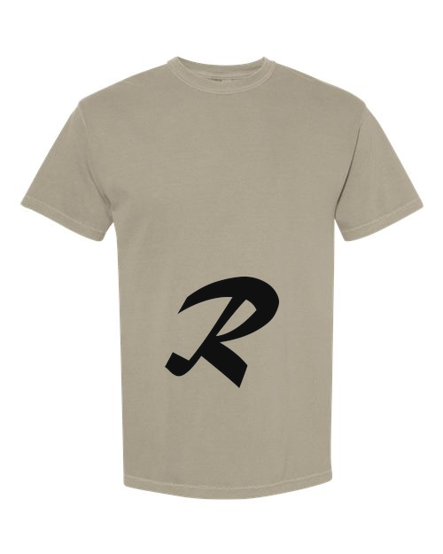 Alphabet R T-Shirt 9 inch calligraphy Black ink, Sandstone