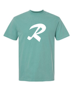 Alphabet R T-Shirt 9 inch calligraphy White ink, Seafoam