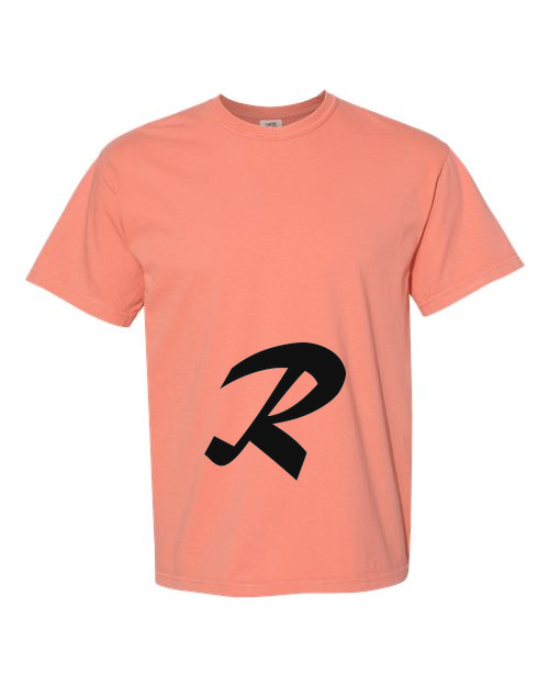 Alphabet R T-Shirt 9 inch calligraphy Black ink, Terracotta