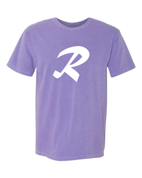 Alphabet R T-Shirt 9 inch calligraphy White ink, Violet