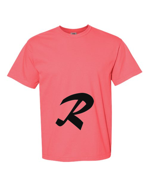 Alphabet R T-Shirt 9 inch calligraphy Black ink, Watermelon