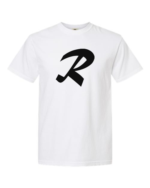 Alphabet R T-Shirt 9 inch calligraphy Black ink, White