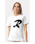 Alphabet R T-Shirt 9 inch calligraphy Black ink, White