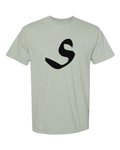 Alphabet S T-Shirt 9 inch calligraphy Black ink, Bay