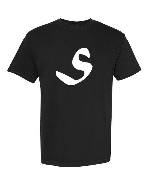Alphabet S T-Shirt 9 inch calligraphy White ink, Black