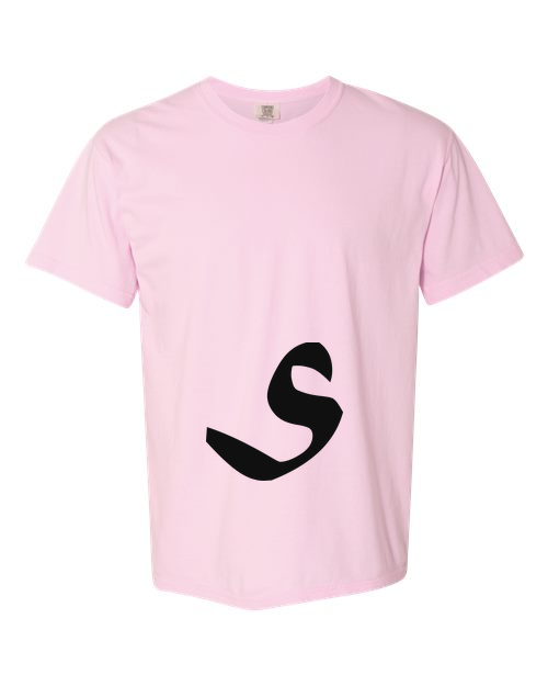 Alphabet S T-Shirt 9 inch calligraphy Black ink, Blossom