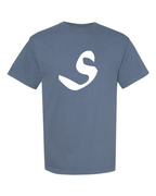 Alphabet S T-Shirt 9 inch calligraphy White ink, Blue Jean
