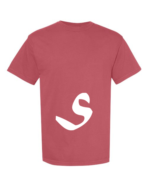 Alphabet S T-Shirt 9 inch calligraphy White ink, Crimson