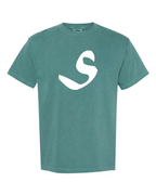 Alphabet S T-Shirt 9 inch calligraphy White ink, Emerald