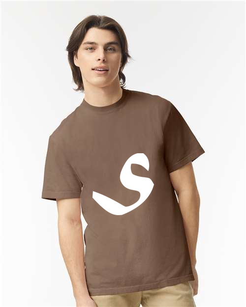 Alphabet S T-Shirt 9 inch calligraphy White ink, Espresso