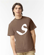 Alphabet S T-Shirt 9 inch calligraphy White ink, Espresso