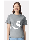 Alphabet S T-Shirt 9 inch calligraphy White ink, Granite