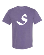 Alphabet S T-Shirt 9 inch calligraphy White ink, Grape