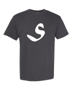Alphabet S T-Shirt 9 inch calligraphy White ink, Graphite