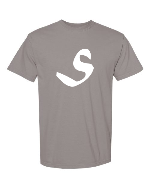 Alphabet S T-Shirt 9 inch calligraphy White ink, Grey