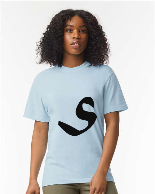 Alphabet S T-Shirt 9 inch calligraphy Black ink, Hydrangea