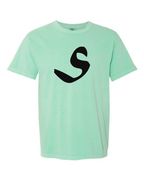 Alphabet S T-Shirt 9 inch calligraphy Black ink, Island Reef