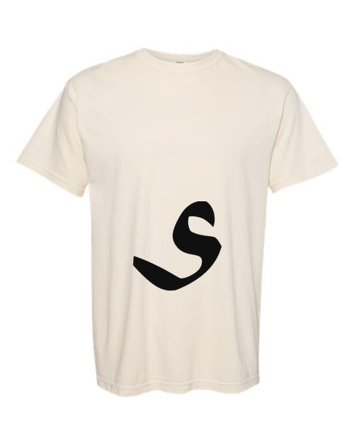 Alphabet S T-Shirt 9 inch calligraphy Black ink, Ivory