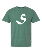 Alphabet S T-Shirt 9 inch calligraphy White ink, Light Green