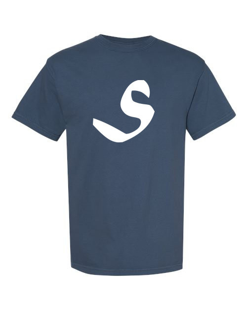 Alphabet S T-Shirt 9 inch calligraphy White ink, Midnight