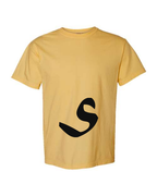 Alphabet S T-Shirt 9 inch calligraphy Black ink, Mustard