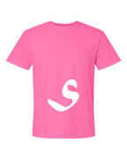 Alphabet S T-Shirt 9 inch calligraphy White ink, Neon Pink