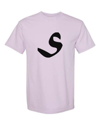 Alphabet S T-Shirt 9 inch calligraphy Black ink, Orchid