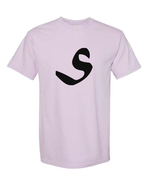Alphabet S T-Shirt 9 inch calligraphy Black ink, Orchid