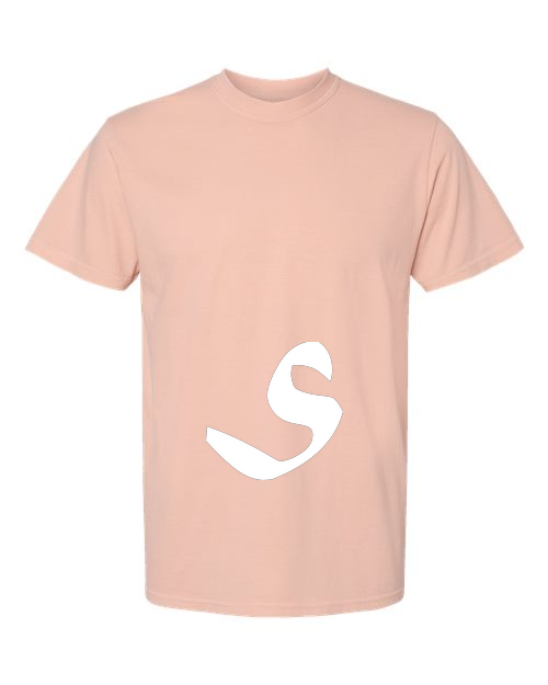 Alphabet S T-Shirt 9 inch calligraphy White ink, Peachy