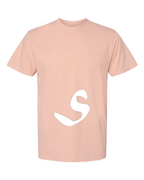 Alphabet S T-Shirt 9 inch calligraphy White ink, Peachy