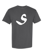 Alphabet S T-Shirt 9 inch calligraphy White ink, Pepper
